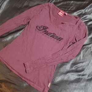 Sequined burgundy Indian Motorcycles longsleeve tee-shirt
